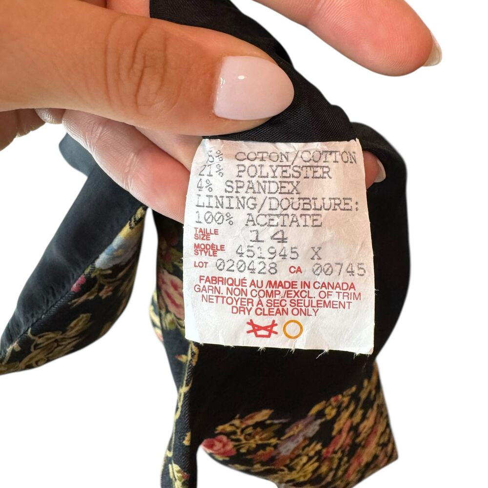 JS Signature NWT Vintage 90s Floral Print Stretch Denim Sleeveless Sheath Dress - Picture 11 of 11